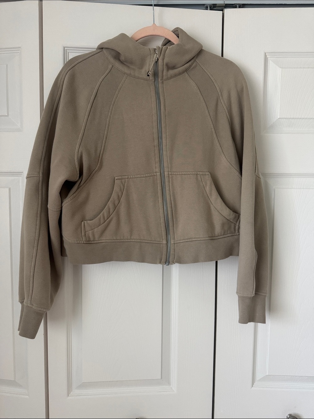 Lululemon Cropped Zip-Up Hoodie in Deep Tan